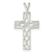 925 Sterling Silver Open Polished Religious Faith Cross Pendant Necklace 38x20mm Wide 1mm Thick-Pendant for Women