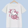 thumbnail image 2 of Hello Kitty nueva camiseta de dibujos animados para niños de primavera y verano, camisa de algodón transpirable para niñas, pantalón corto informal de manga corta para niños, 2 of 4