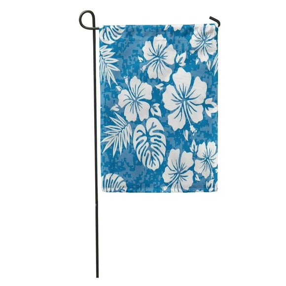 POGLIP Flower Aloha Hawaiian Pattern Tropical Hawaii Tiki Hibiscus Floral Camo Garden Flag Decorative Flag House Banner 12x18 inch