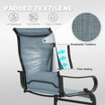 thumbnail image 3 of Nuu Garden Padded Textilene Patio Dining Chairs Set of 2, C-Spring Patio Chairs with Curved Armrests, High Back & Wide seat, Powder-Coated Metal Frame Patio Furniture, Blue and Black, 3 of 10