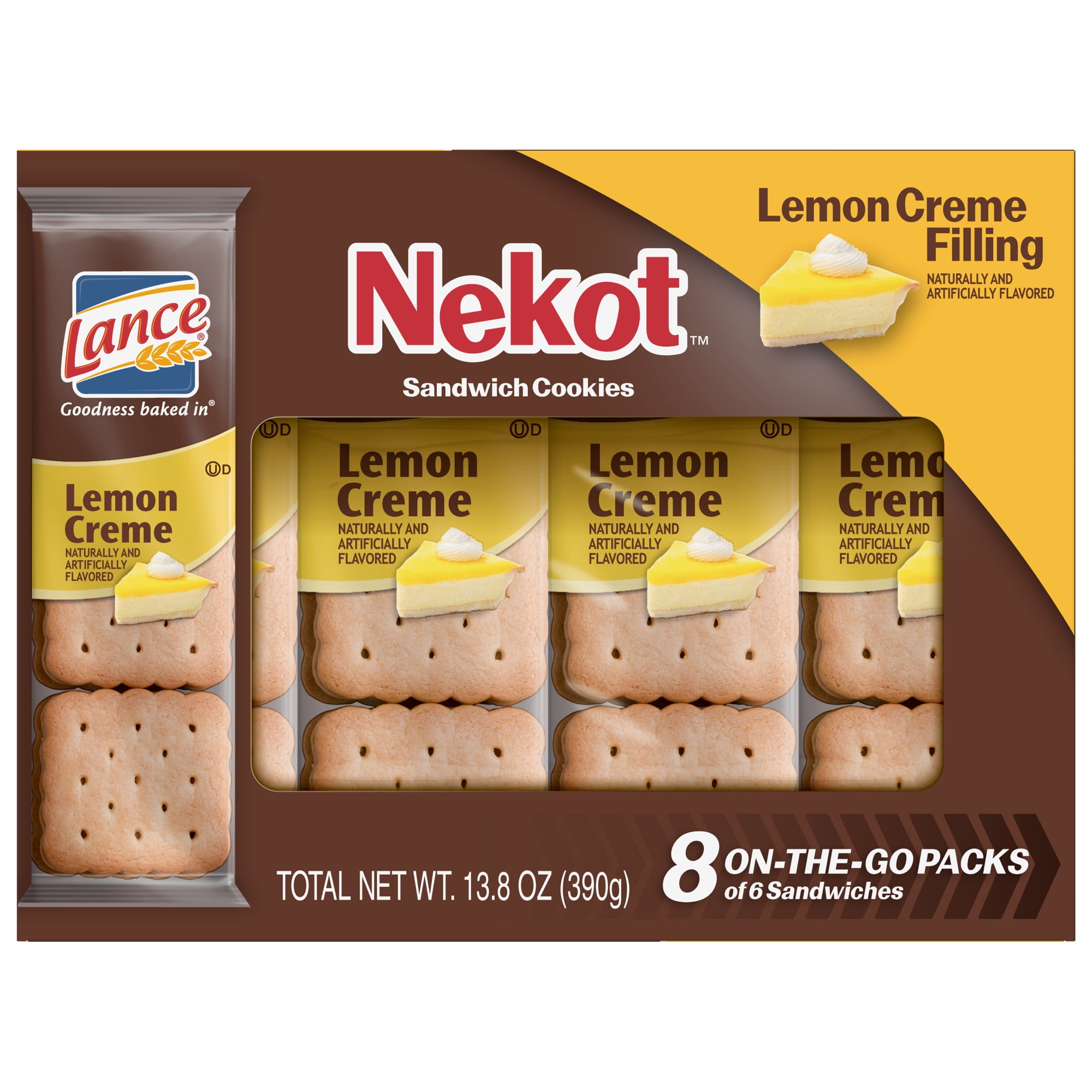 Lance Nekot Lemon Creme Sandwich Cookies, 8 Ct