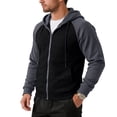 thumbnail image 2 of LTTVQM Autumn Mens Hoodie Classic Contrast Zip Hoodie Soft Fleece Relaxed Fit Everyday Layering Jacket Black 2XL, 2 of 8