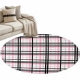 thumbnail image 2 of 4ft Round Rug, Pink Black Plaid Non-Skid Rubber Backing Large Area Rugs - Living Room Bedroom Home Office, Farmhouse Pink Black Checkered Indoor Floor Mat Carpets Washable Rug, 2 of 9