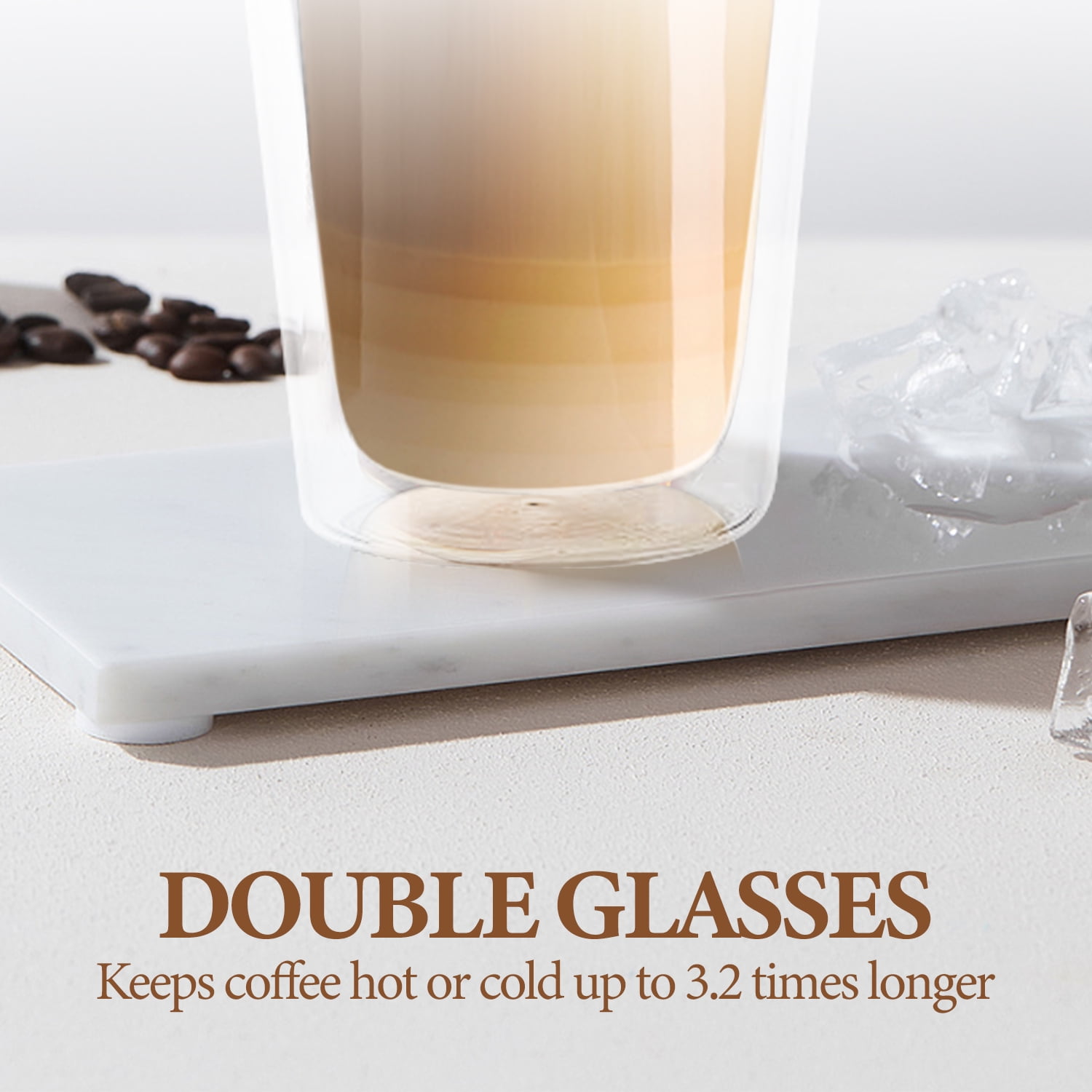 2 Piece 12oz Double Glass Coffee Mugs with Silicone Lid,Drinking Insulated Coffee Cups with Lid,clear,Dishwasher Safe Reusable