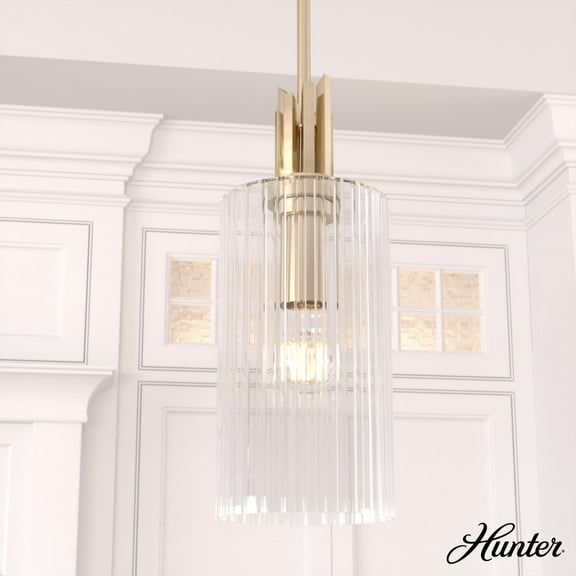 Hunter - Gatz 1-light Alturas Gold, Mini Pendant Light, Dimmable, Modern Style, Cylinder Shaped, for Bedrooms, Dining, Living Rooms - 19791