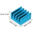 thumbnail image 2 of Uxcell 20Pcs 9x9x5mm Heatsink Aluminum Radiator With Thermal Sticker for Chip CPU, Power Transistor, FET, IC,Sky Blue, 2 of 6