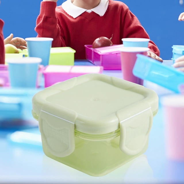 Oleegame 1PC Produce Storage Mini Plastic Food Storage Containers With Lids Small Airtight Containers Square School Lunch Containers For Children Leftover Food Containers Green
