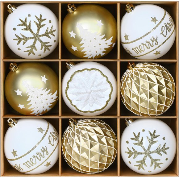 Bolas de Navidad SHareconn 9 piezas 10 cm Adornos irrompibles