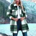 thumbnail image 2 of Yigetop Plaid Jacket for Woman Women's Overcoat Classic Button Down Plaid Printed Winter Fleece Lined Lapel Snow Coat Shirts Outwear with Pockets Jackets for Women Green L, 2 of 9