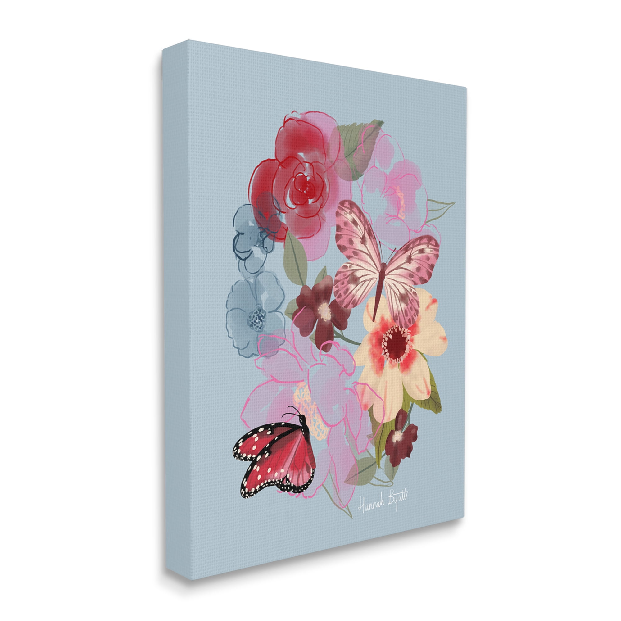 Stupell Industries Butterflies & Florals Botanical & Floral Painting Gallery Wrapped Canvas Print Wall Art, 16 x 20