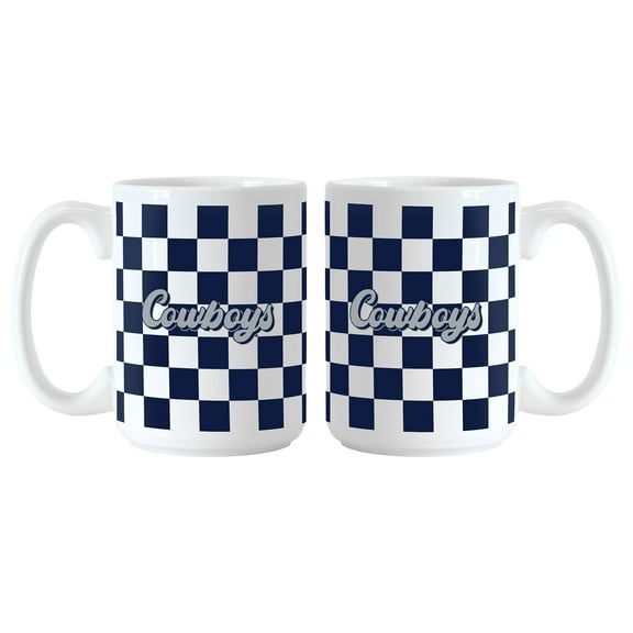 Dallas Cowboys 2-Pack 15oz. Checkered Wordmark Mug Set