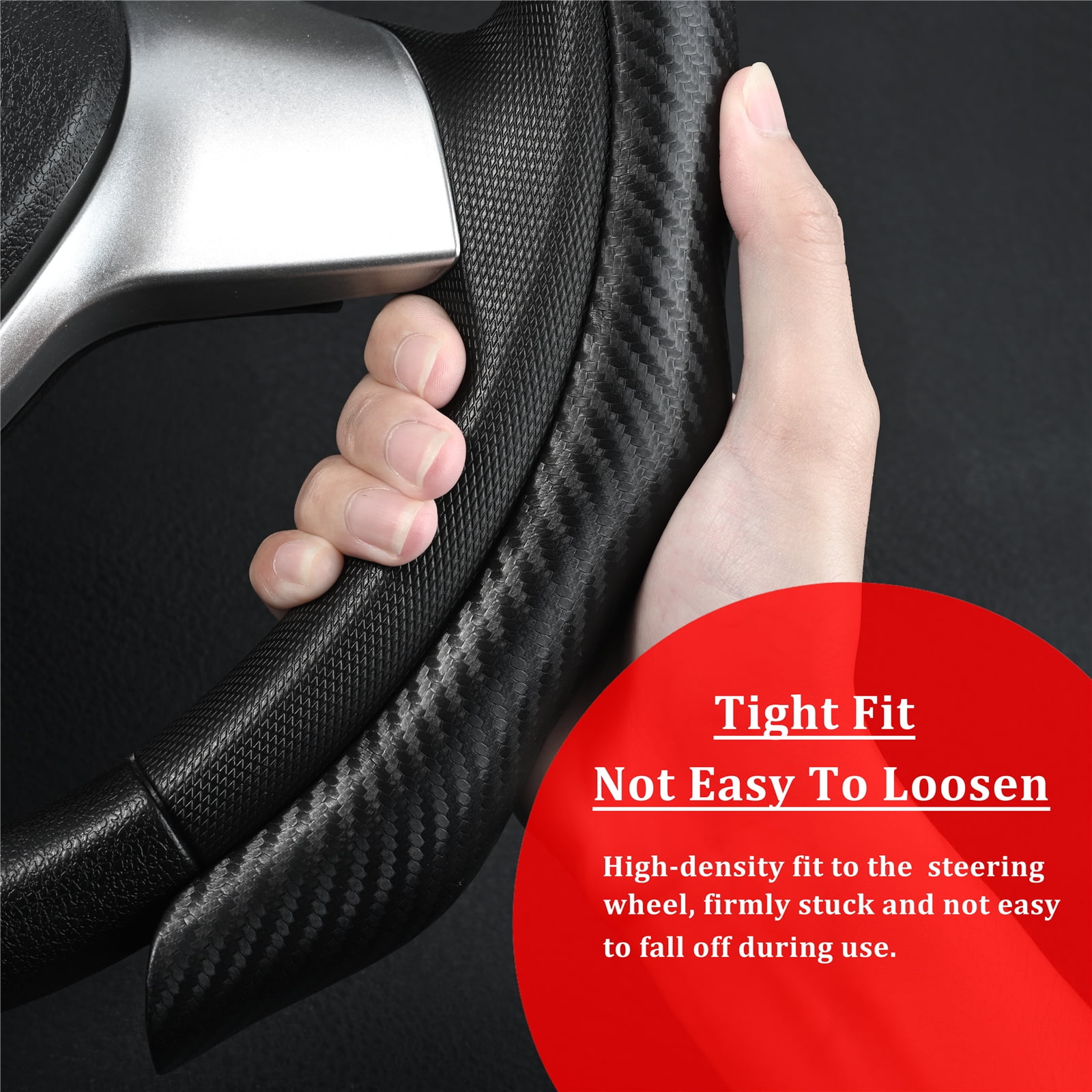 XUKEY Car Steering Wheel Cover Carbon Fiber Non-Slip for 14.5" To 15.5" O/D Type Universal for Honda Civic Accord CR-V