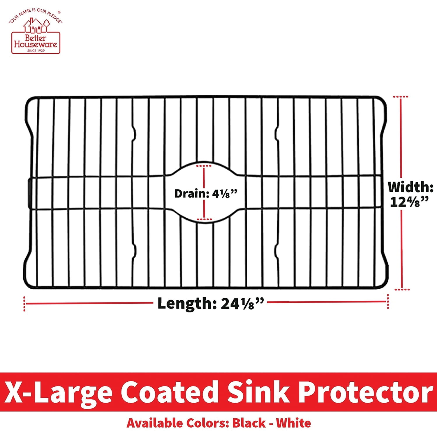 Better Houseware Extra-Large Coated Steel Sink Protector, Black