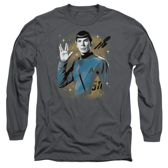 Star Trek Space Prosper Long Sleeve Adult 18/1 T-Shirt Charcoal