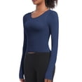 thumbnail image 5 of Sevevn Women's Casual Fashion Solid Color Sports Yoga Quick Drying Long Sleeved Top Blue L Early Access Deals, 5 of 8
