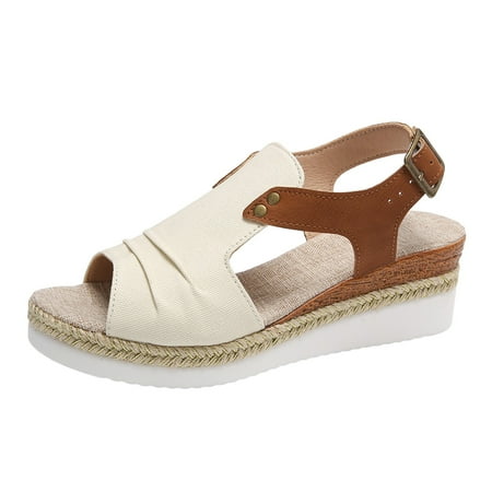 

Xboschi Walking Sandals Women Sandals for Women 2024 Women Shoes Wedge Thick Sole Sandals Fashionable Fish Mouth Breathable Bohemian Beach Sandals