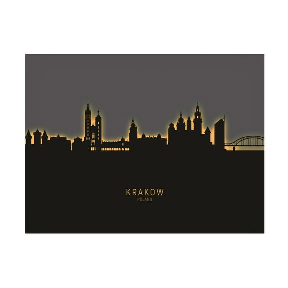 Michael Tompsett 'Krakow Poland Skyline Glow II' Canvas Art