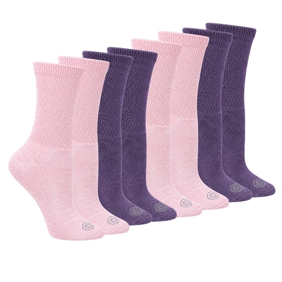 Doctor's Choice Diabetic Full Cushion Crew Women's Socks, Large, Women's Shoe Size 10-13, 4 Pack