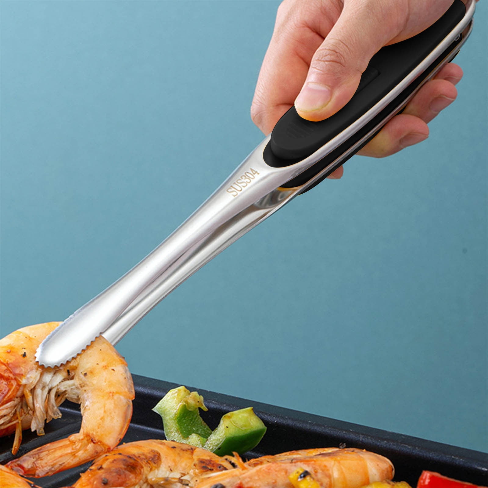 SLYNSHome Stainless Steel Kitchen Tongs for Cooking,10 inch Metal