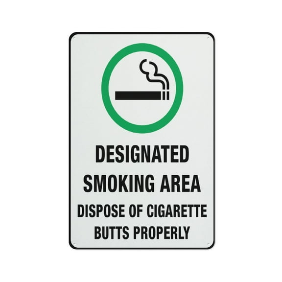 Designated Smoking Area Sign 12 X 8 Inches Aluminum Sign - Uv Protected, Waterproof, Weatherproof And Fade Resistant - 4Pre-Drilled Holes