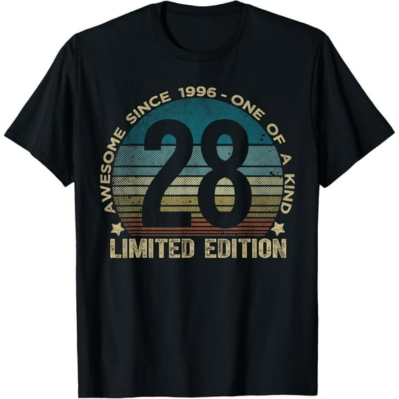 28th Birthday 28 Year Old Gifts Vintage 1996 Limited Edition T-ShirtMen and women, Black T-shirt, size: Extra large