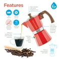 thumbnail image 3 of GROSCHE MILANO Stovetop Espresso Maker, Moka Pot, 9 Espresso Cups, Red, 3 of 10
