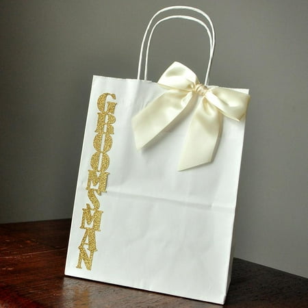 Groomsmen Gift Bags. Handcrafted in 1-3 Business Days. Large White Paper Bags with Handle. Groomsmen Gift Ideas.