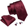 thumbnail image 3 of Conjunto de corbatas Barry.Wang de seda de cachemir rojo vino para hombre, 150 cm, 3 of 6