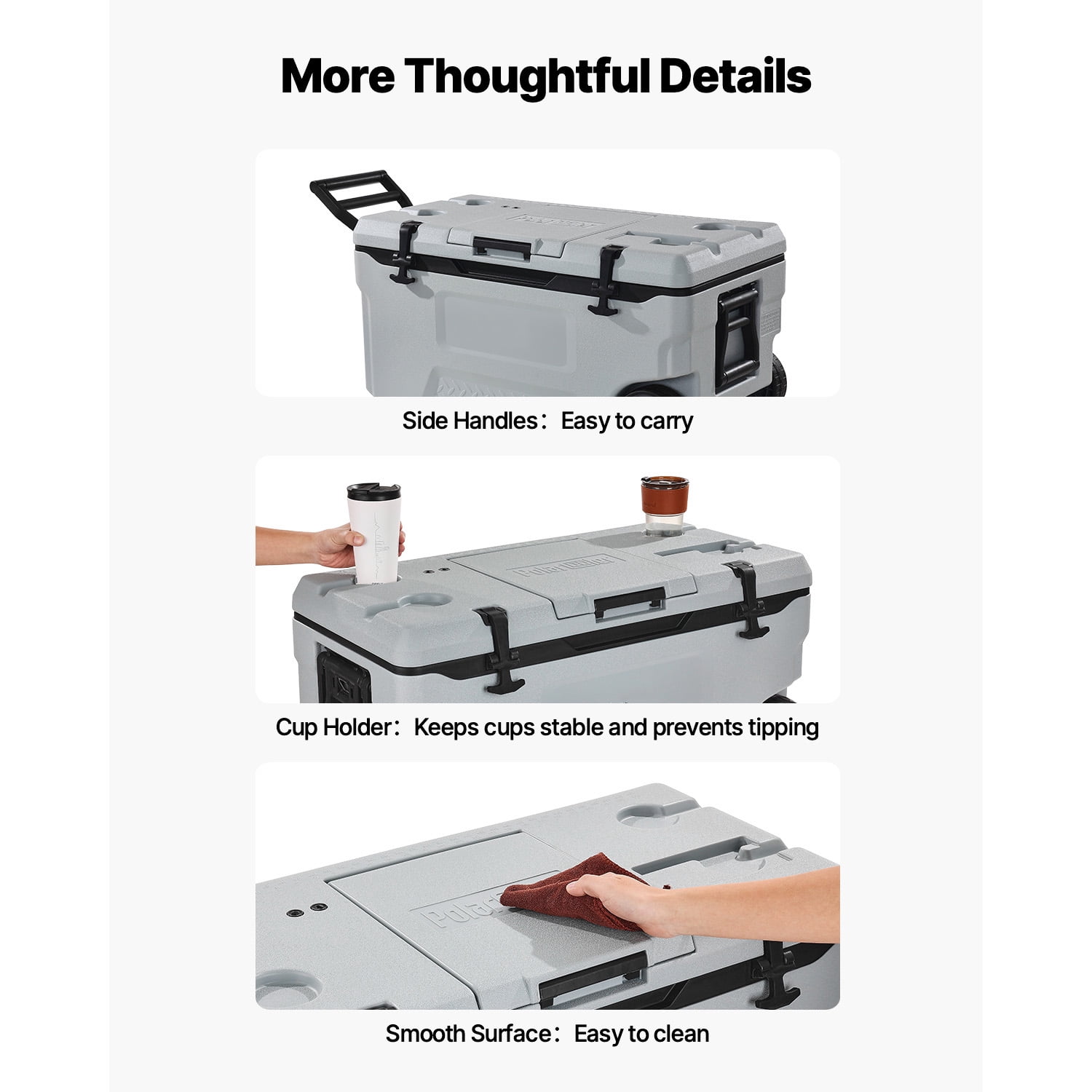 KFFKFF 74 QT Ultra-Light Hard-Sided Ice Chest Cooler Hard Chest Cooler Portable Cooler, Fits 120 Cans