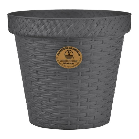 Maceta Redonda Plásticos La Ardilla Rattan 15 cm Gris Nube