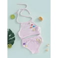 thumbnail image 3 of Bagilaanoe Toddler Baby Girls Swimsuits 2 Piece Bikinis Set Sleeveless Cami Tops + Shorts 6M 12M 18M 24M 3T 4T Kids Swimwear Bathing Suit Beachwear, 3 of 8