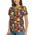 thumbnail image 5 of Yiaed Hawaiian Style Print Women's T Shirt V-Neck Short Sleeve Shirt Casual Breathable Tee Summer Tops-XX-Large, 5 of 5