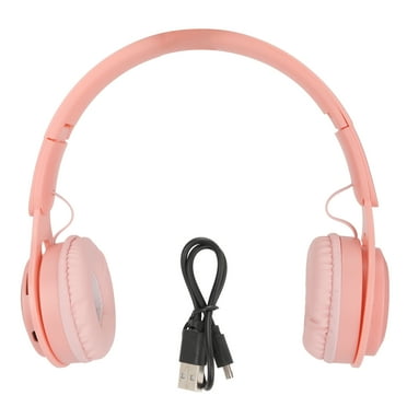 Y08 Kids Headphone Macaron Stylish Stereo Sound Foldable Plug in Card Bluetooth Over Ear Headphones Pink