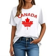 thumbnail image 3 of Canadian Maple Leaf Women's Casual Graphic Tees Crew Neck Script Funny Canada Day T-Shirt Flag Themed Shirts White, XL, 3 of 4