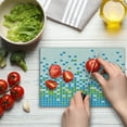 thumbnail image 4 of Modern Cutting Board, Mosaic Grid Pattern Pixel Art Digital Design Graphic Squares Illustration, Decorative Tempered Glass Cutting and Serving Board, Small Size, Lime Green Aqua White, by Ambesonne, 4 of 5