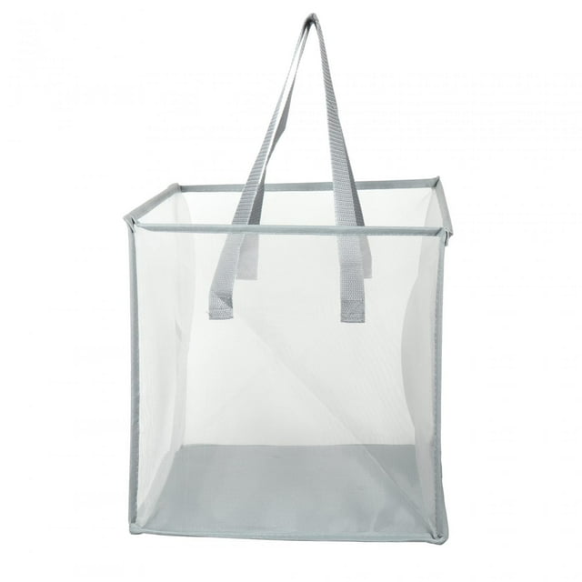 Cesta plegable para la colada, cesta de malla para la colada con asas, cesta para la colada de ropa sucia, para almacenamiento de lavado Gris 33cmx33cmx33cm