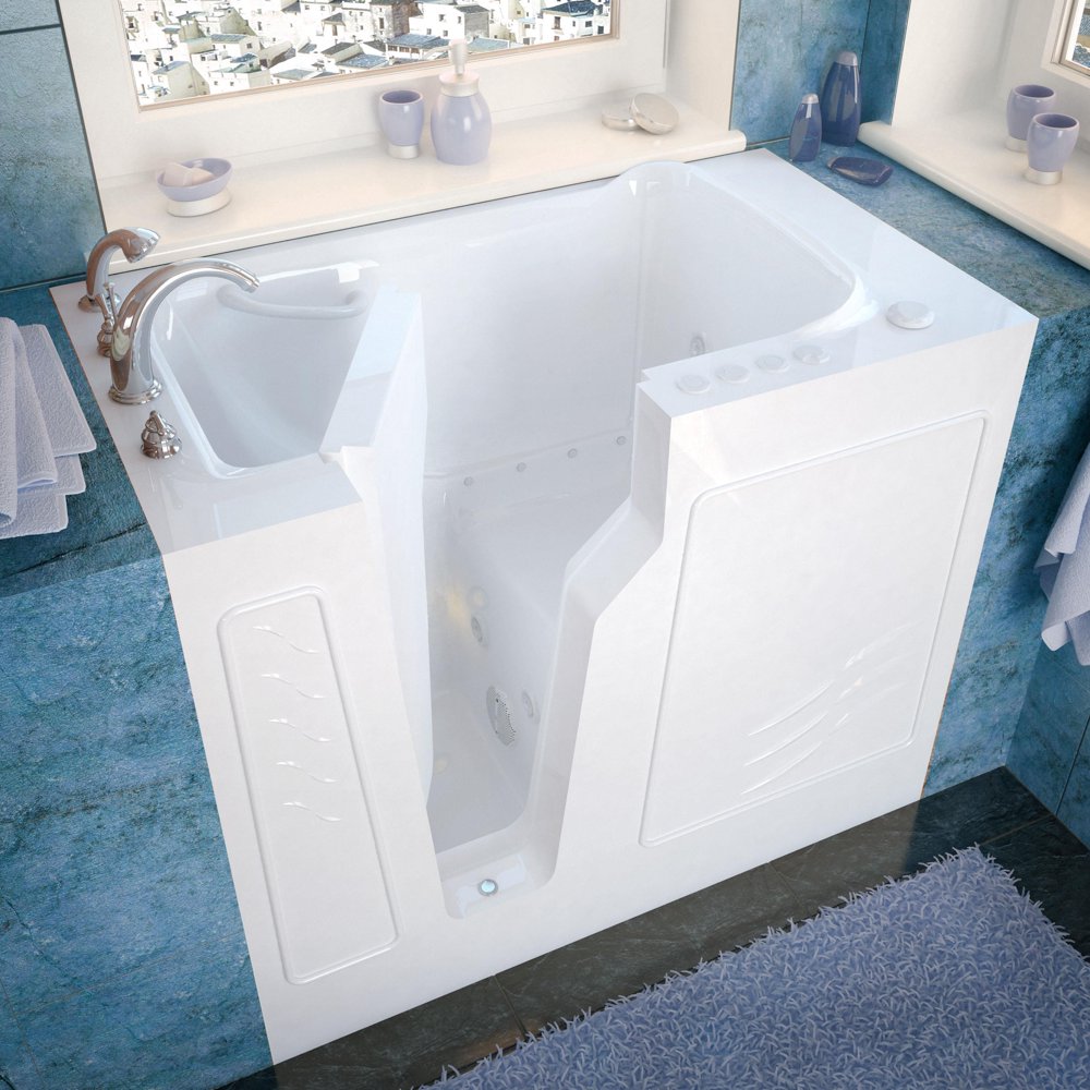 Venzi 26x46 Left Drain White Whirlpool & Air Jetted Walk In Bathtub
