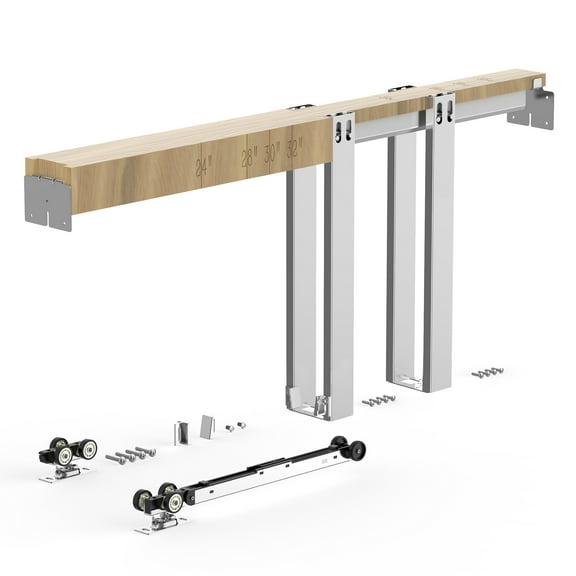 VEVOR Pocket Door Frame Kit, for 24-32 in Wide 80 in High Door, Pocket Door Kit with Two-Way Soft Close Mechanism, Slide Smoothly Quietly, Easy to Install, Premium Galvanized Steel, for Living Room