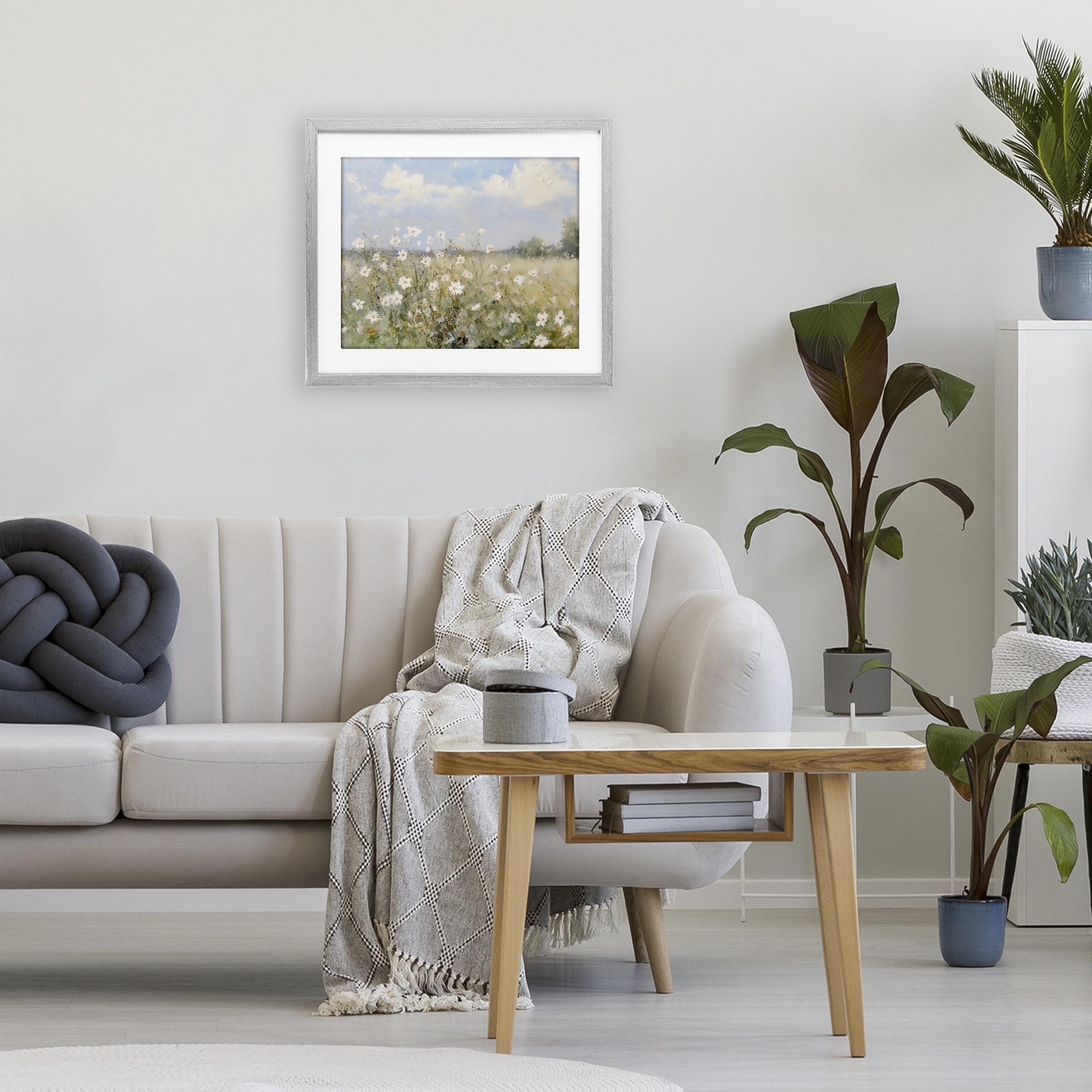 Stupell Industries Neutral Wildflower Field in Bloom Gray Framed Print Under Glass, design by LSR Design Studio