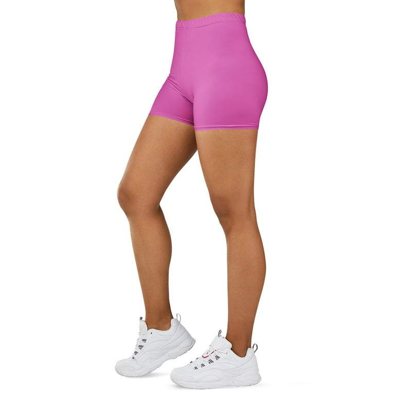 Gilbin Ultra Soft High Waist Yoga Stretch Mini-Bike Shorts for Women-Many  Colors-One Size & Plus Size (Pink S-L)