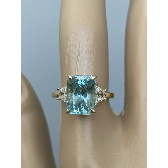 925 Sterling Silver Certified Natural Blue Aquamarine Handmade Ring Gift For Her