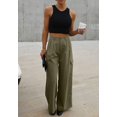 thumbnail image 4 of Pantalones cargo Dokotoo de pierna ancha y cintura alta, color verde, para mujer, 4 of 7