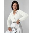 thumbnail image 5 of Button Down Shirt for Women Long Sleeve Solid Color Blouses Tops Business Casual Work Outfits White (256) S, 5 of 10
