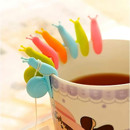 Porte-sachet de thé en silicone mignon animal coloré porte-sachet de thé,  tasse marquant la forme d'escargot 10 paquets (couleur bonbon)