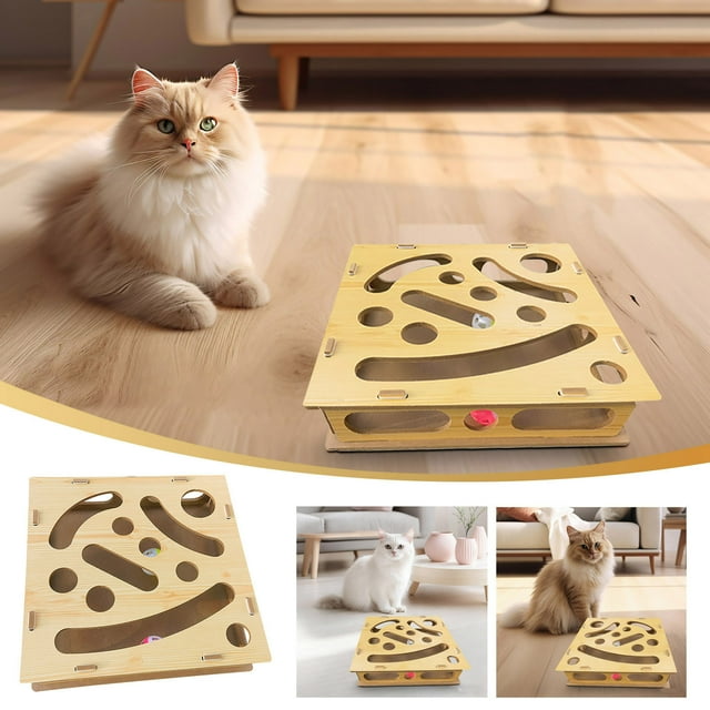 Sentmoon Interactive Cats Toy Kittens Toys Pet Box Interactive Digging Construction Scene with Indoor Pet Puzzle Game for Mental Stimulation and Exercise Includes Random Color Balls