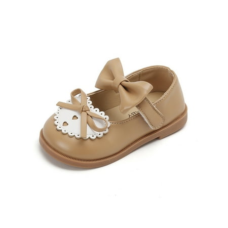 

Daeful Children Mary Jane Sandals School Dress Shoes Ankle Strap Princess Shoe Casual Bowknot Flats Girls Comfort Brown 7.5C