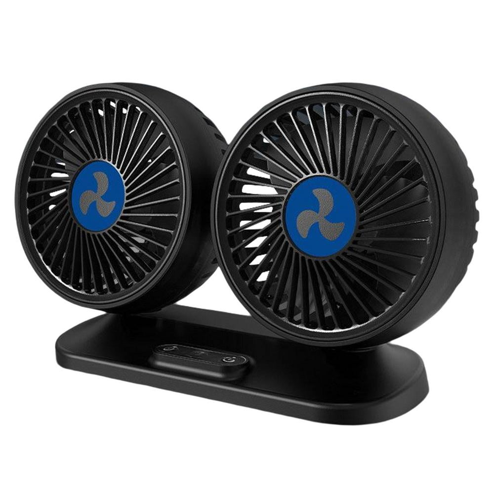 Lucybak Dual Head Fan for Car 12V/24V Vehicle Cooling Fan Car Fan USB Powered Circulator Fan 3 Speed Rotatable Personal Cooling Vehicle Fan appealing - Walmart.com