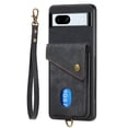 thumbnail image 4 of Wallet Case for Google Pixel 7A, Retro Premium Leather Credit Card Holder RFID Blocking Case with Wrist Strap Stand Magnetic Clasp Flip Anti-Scratch Cover for Google Pixel 7A, Black, 4 of 7
