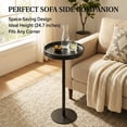 thumbnail image 2 of Black Industrial Martini Table,Round Drink Table,Modern Pedestal Side Table with Black Wood Grain Tray Top, Weighted Metal Base End Table for Living Room,Small Spaces,Next to Sofa, 24.7" Tall, 2 of 9