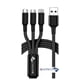 thumbnail image 1 of Cable de Carga Multiusb 3A, Conector de Carga Rápida 3 en 1 con Adaptador Dual Teléfono/tipo C/Micro USB, Compatible con Tabletas, Teléfonos 15/14/13/12 11 Pro 8 7 6 Samsung Galaxy (4 Pies), 1 of 9